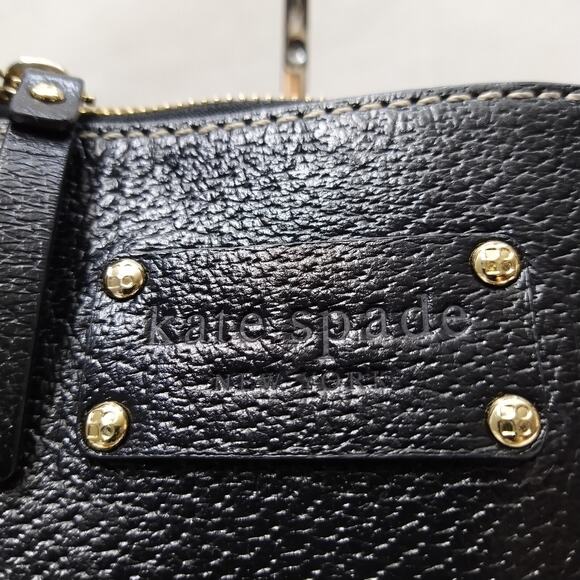 Kate Spade New York Black Leather Double Handles Zipper Satchel Shoulder Bag - Picture 3 of 16